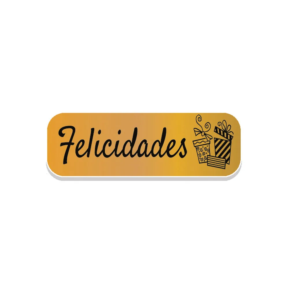 Etiqueta Adhesiva Arguval Holografica Oro Felicidades Rollo de 250 Unidades