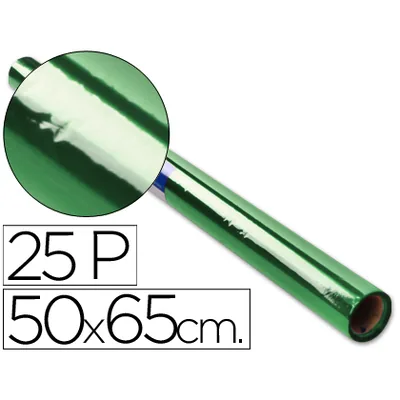 SADIPAL Papel Celofan Rollo Trepado Verde 25 Hojas de 50X65 CM