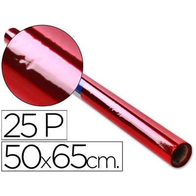 SADIPAL Papel Celofan Rollo Trepado Rojo 25 Hojas de 50X65 CM
