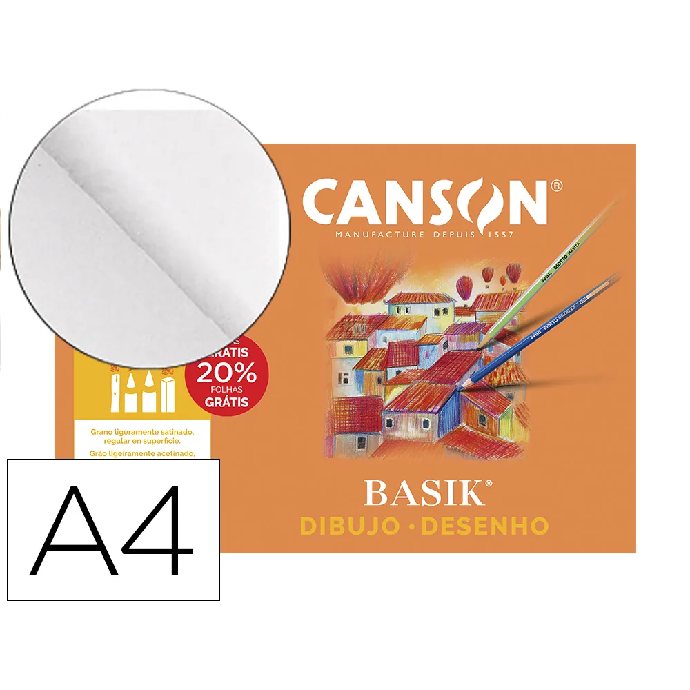 Papel Dibujo Basik DIN A4 Sin Recuadro 130 Gramos Minipack de 10 Hojas