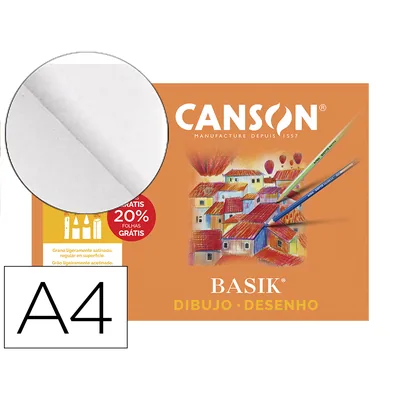 CANSON Papel Dibujo Basik DIN A4 Sin Recuadro 130 Gramos Minipack de 10 Hojas