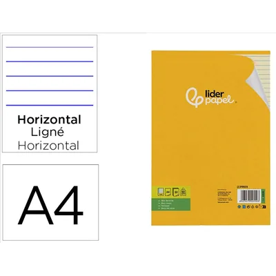 LIDERPAPEL Bloc Notas Liderpapel Encolado A4 Rayado Horizontal 50 Hojas 80 GR Color Amarillo