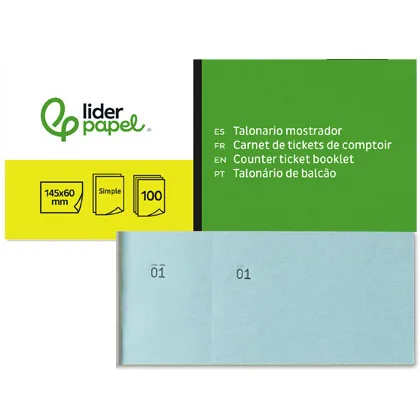 Talonario Liderpapel Mostrador 60X145 MM TL03 Celeste con Matriz