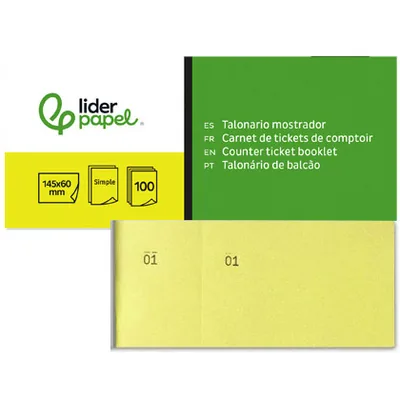 LIDERPAPEL Talonario Liderpapel Mostrador 60X145 MM TL01 Amarillo con Matriz