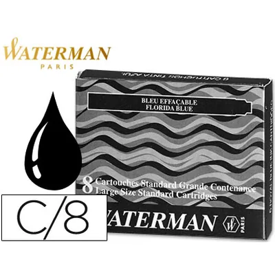 WATERMAN Tinta Estilografica Waterman Negra Caja de 8 Cartuchos Standard Largos