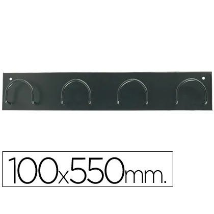 Perchero Metalico 611 Pared 4 Colgadores Color Negro 55X10X5 CM