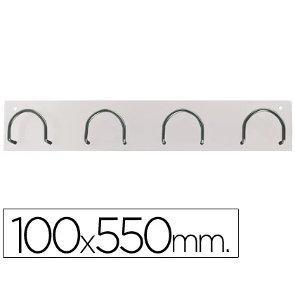 Perchero Metalico 611 Pared 4 Colgadores Color Blanco 55X10X5 CM