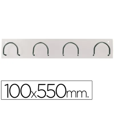 SIE Perchero Metalico 611 Pared 4 Colgadores Color Blanco 55X10X5 CM