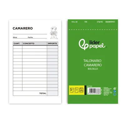 LIDERPAPEL Talonario Liderpapel Camarero Bolsillo Original y Copia T250