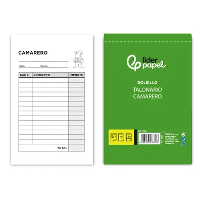 LIDERPAPEL Talonario Liderpapel Camarero Bolsillo Original y 2 Copias T350