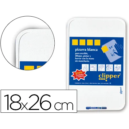 Pizarra Blanca Clipper Pequeña 18X26 CM con Rotulador