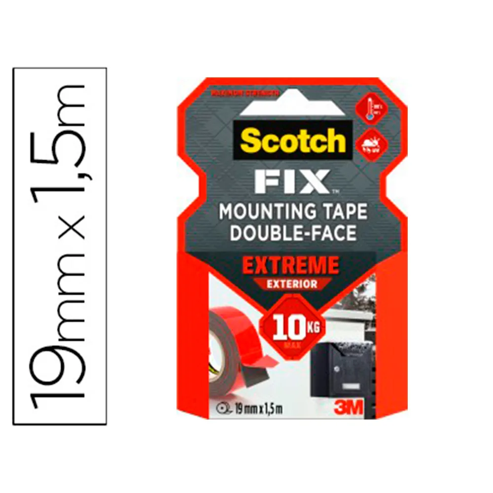 Soporte Adhesivo Cinta Scotch Doble Cara Ultra Resistente 1,5 M X 19 MM