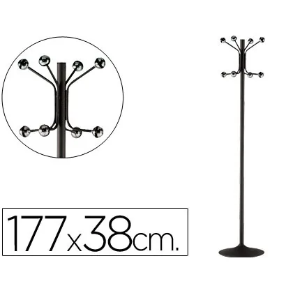 Perchero Metalico Pie 8 Colgadores Color Negro 177X38 CM