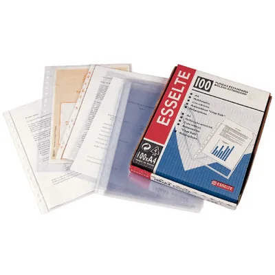 ESSELTE Funda Multitaladro Esselte DIN A4 80 Mc Polipropileno Cristal 80 Mc Caja de 100 Unidades