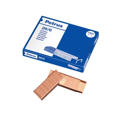 PETRUS Grapas Petrus N 26/6 Cobreada Caja de 1000 Unidades