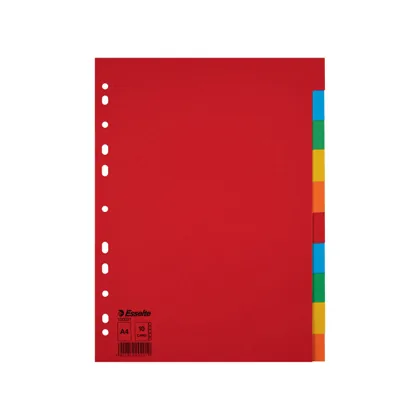 Separador Esselte Cartulina Juego de 10 Separadores Folio Multitaladro