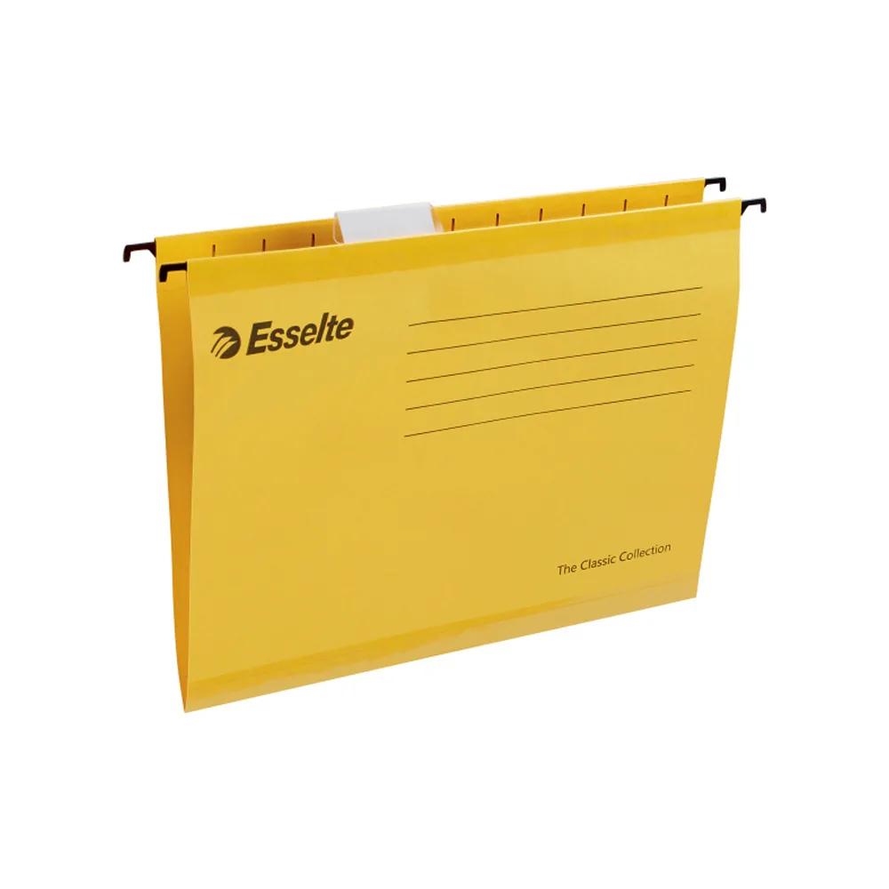 Carpeta Colgante Esselte DIN A4 Cartulina 210 G/M2 Visor Superior Lomo V Color Amarillo Caja de 25 Unidades