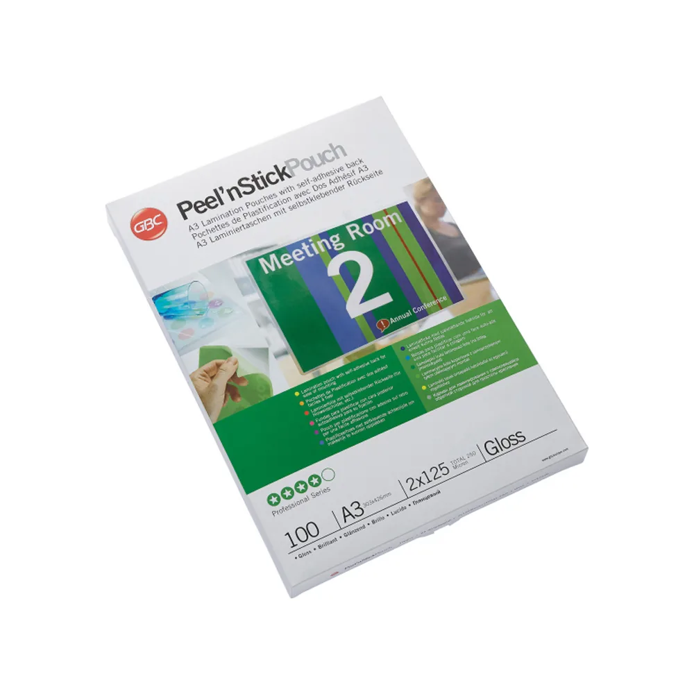 Bolsa de Plastificar Gbc DIN A3 Autoadhesiva 2X125 Mc Caja de 100 Unidades