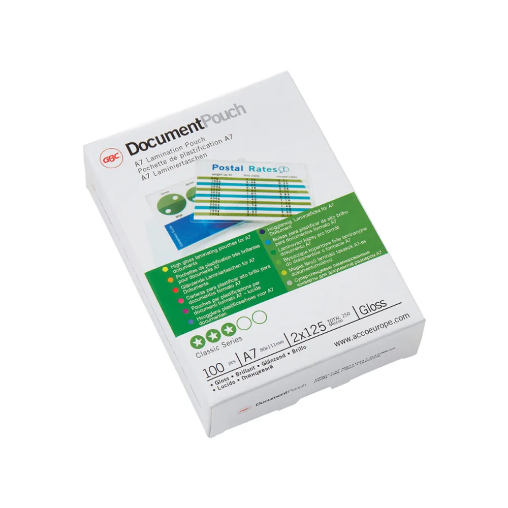 Bolsa de Plastificar Gbc DIN A7 2X125 Mc Caja de 100 Unidades