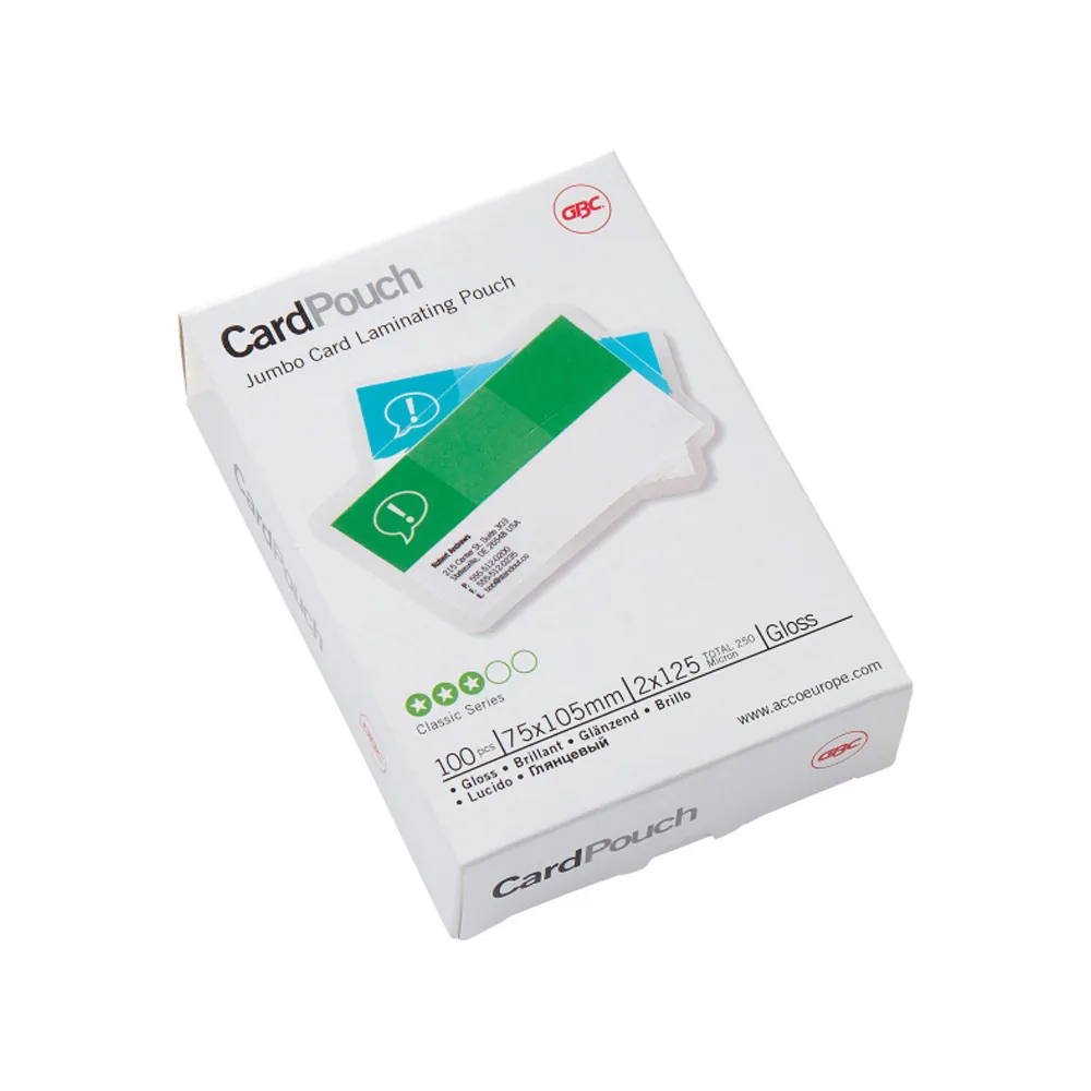 Bolsa de Plastificar Gbc Jumbo 75X105 MM 2X125 Mc Caja de 100 Unidades