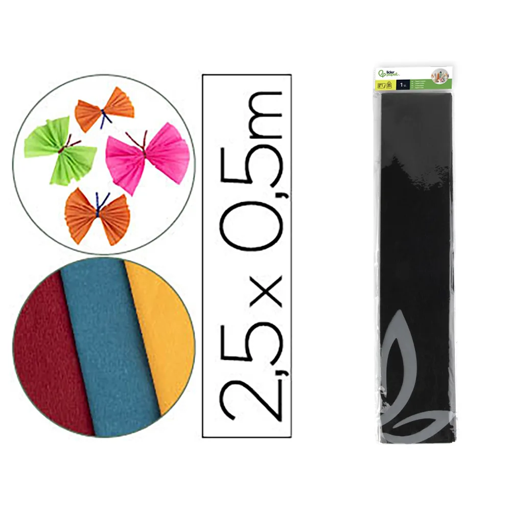Papel Crespon Liderpapel 50 CM X 2.5M 34G/M2 Negro