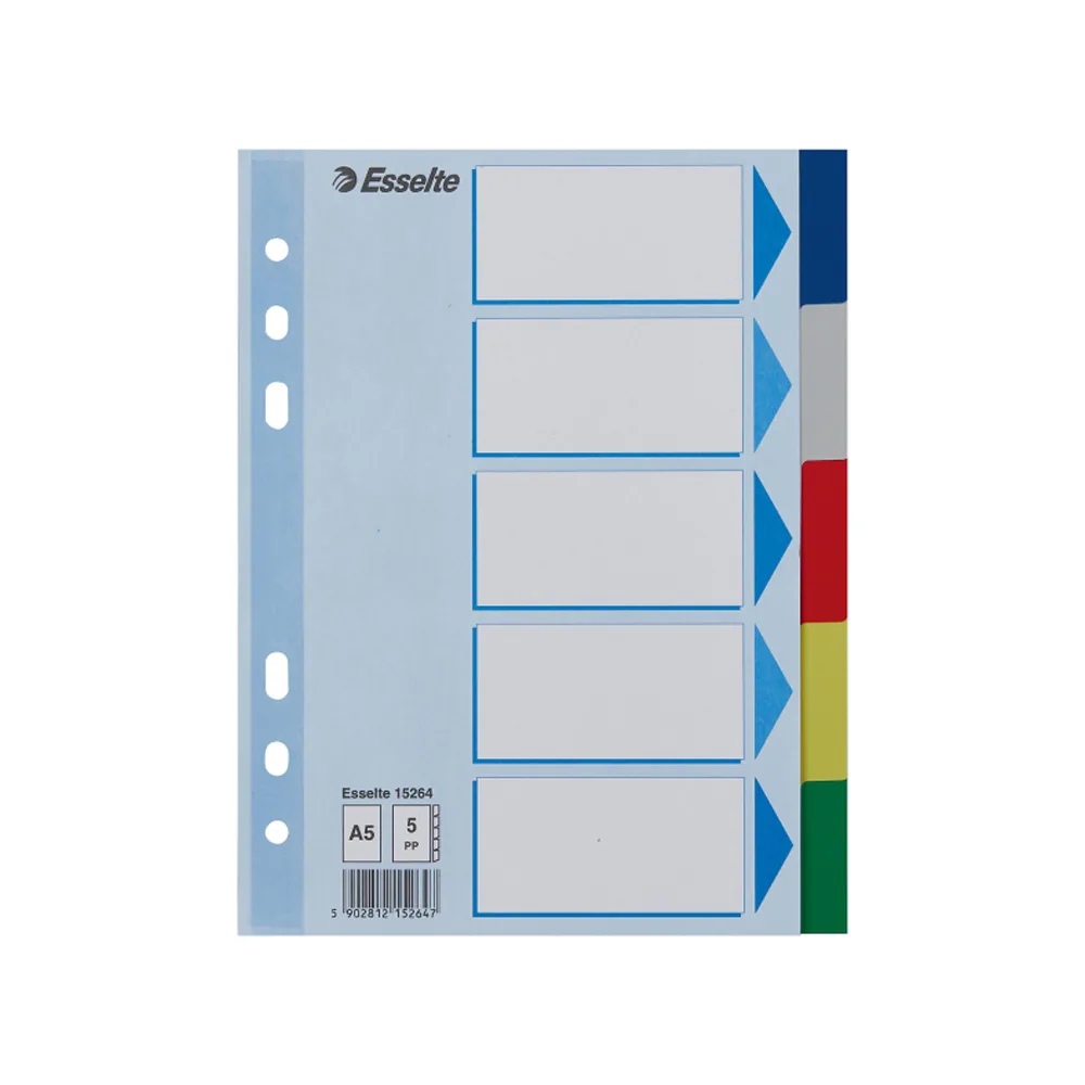 Separador Esselte Plastico Juego de 5 Separadores DIN A5 Multitaladro