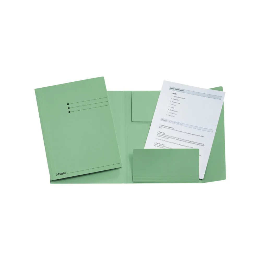 Subcarpeta Cartulina Esselte 3 Solapas DIN A4 Color Verde 275 GR