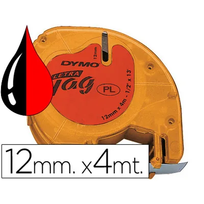DYMO Cinta Dymo 12MMX4MT -negro/rojo para Maquina Letratag