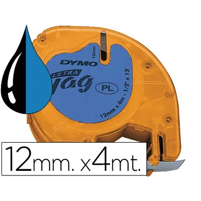 DYMO Cinta Dymo 12MMX4MT -negro/azul para Maquina Letratag