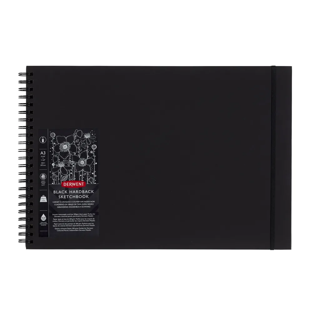 Bloc de Dibujo Derwent DIN A3 Apaisado 40 Hojas Papel Negro 200 GR
