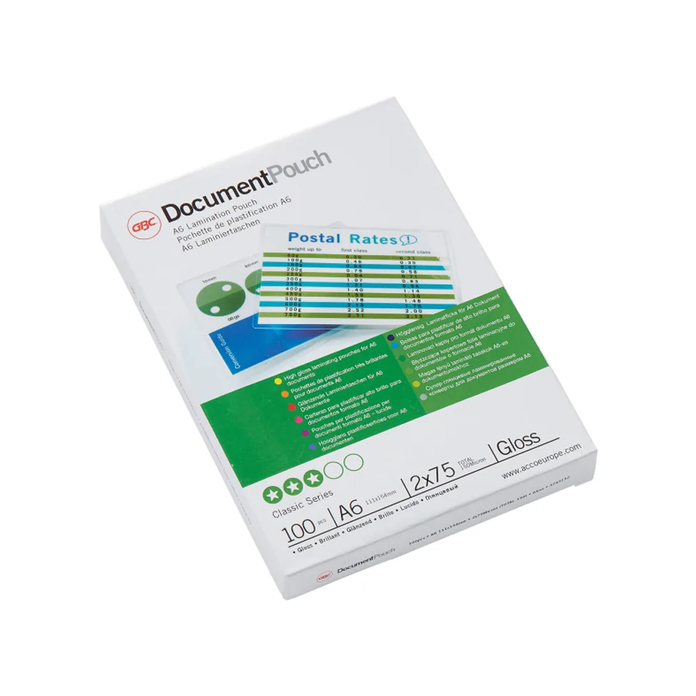 Bolsa de Plastificar Gbc DIN A6 2X75 Mc Caja de 100 Unidades