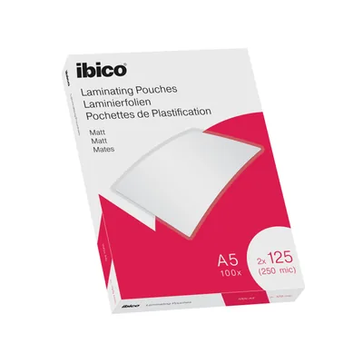 IBICO Bolsa de Plastificar Ibico DIN A5 2X125 Mc Mate Caja de 100 Unidades