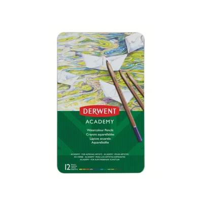 DERWENT Lapices de Colores Acuarelable Derwent Caja Metalica 12 Unidades Colores Surtidos