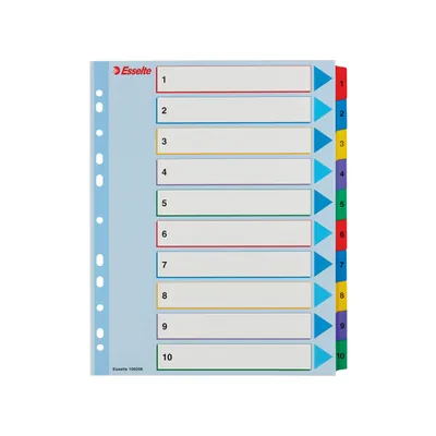 ESSELTE Separador Esselte Numerico 1-10 Borra y Re-escribe Cartulina DIN A4 Multitaladro