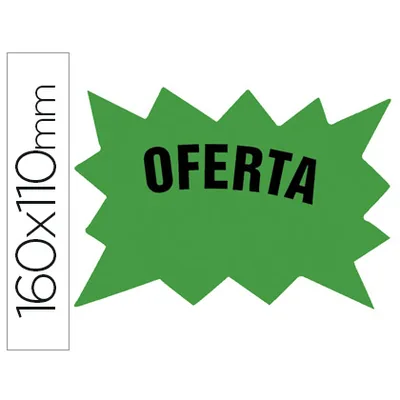 BLANCA Etiqueta Cartulina Marcaprecios Oferta Verde Fluorescente 160X110 MM Bolsa de 50 Etiquetas