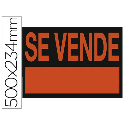 Cartel Plastico Archivo 2000 "se Vende" Rojo Fluorescente 500X234 MM