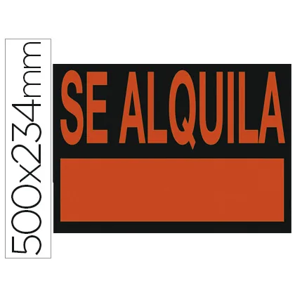 Cartel Plastico Archivo 2000 "se Alquila" Rojo Fluorescente 500X234 MM