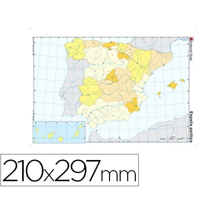 Mapa Mudo Color DIN A4 España Politico