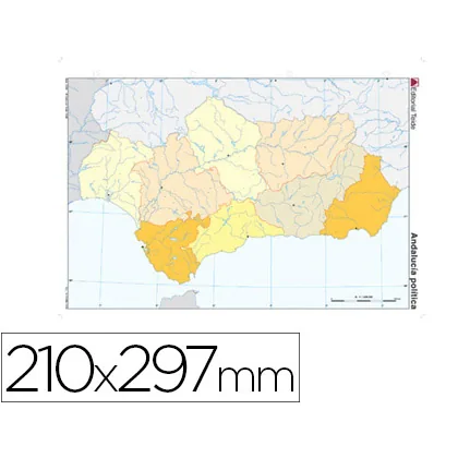Mapa Mudo Color DIN A4 Andalucia Politico