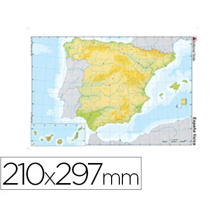 Mapa Mudo Color DIN A4 España Fisico