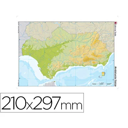 Mapa Mudo Color DIN A4 Andalucia Fisico