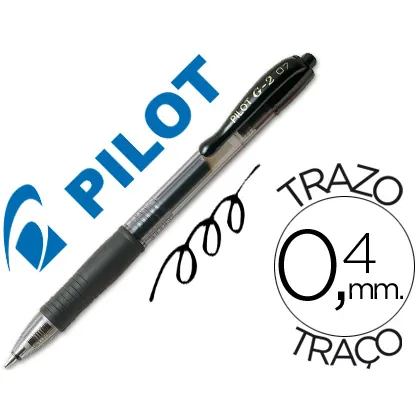 Boligrafo Pilot G-2 Negro Tinta Gel Retractil Sujecion de Caucho