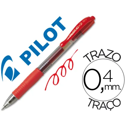 Boligrafo Pilot G-2 Rojo Tinta Gel Retractil Sujecion de Caucho