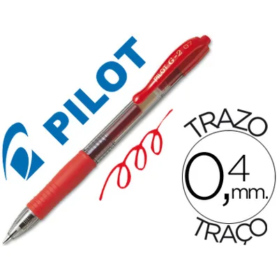 PILOT Boligrafo Pilot G-2 Rojo Tinta Gel Retractil Sujecion de Caucho
