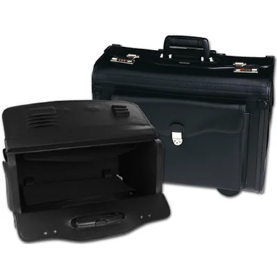 Q-CONNECT Maletin Atache Piloto Q-Connect Negro con Asa Extensible Ruedas y Cerradura con Combinacion 490X350X225 MM