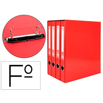 LIDERPAPEL Modulo Liderpapel 4 Archivadores Folio 2 Anillas Mixtas 25MM Rojo