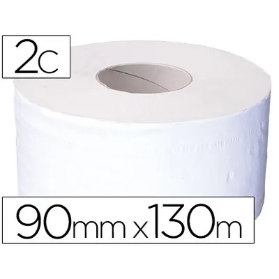 BLANCA Papel Higienico Jumbo 2 Capas Celulosa Pura Rollo de 91 M para Dispensador 925