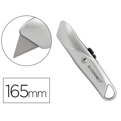 Q-CONNECT Cuter Q-Connect Metalico Ancho Retractil con Mecanismo de Bloqueo Cuchilla 18 MM XD-53 Blister 1 Unidad