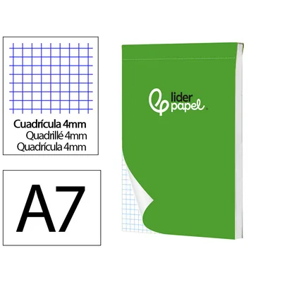 LIDERPAPEL Bloc Notas Liderpapel Cuadro 4MM A7 80 Hojas 60G/M2 Perforado