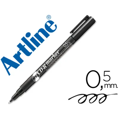 ARTLINE Rotulador Artline para CD Punta de Fibra Permanente EK-883 Negro -punta Redonda 0.5 MM